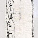 New Beni Ouarain Moroccan Berber rug with black graphic patterns