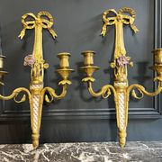 Pair of nineteenth century sconces in bronze and porcelain