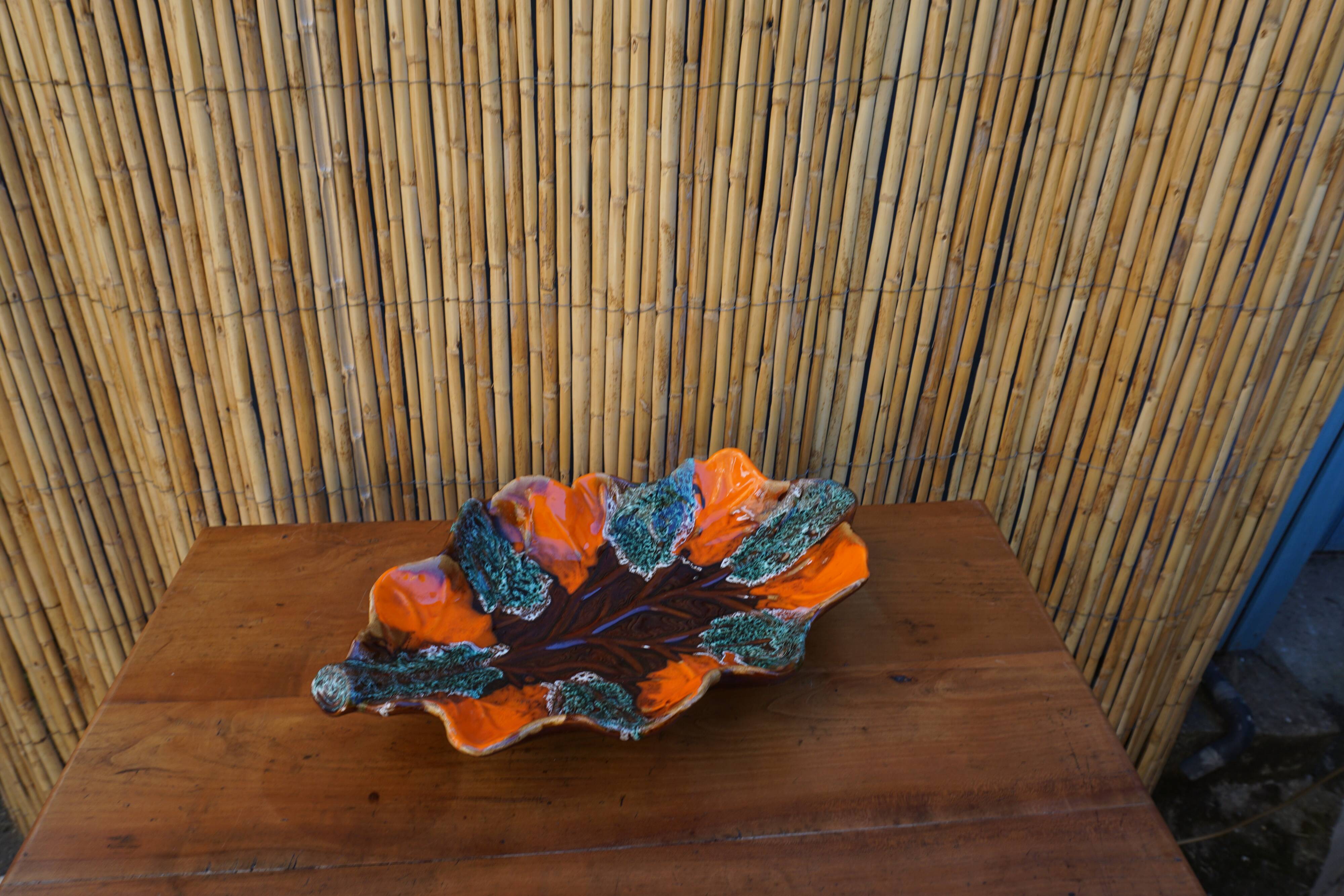 Vintage orange Vallauris dish