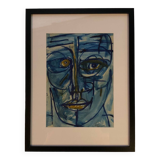 Cubist oil on paper signed Patrick Boudon circa 1970
