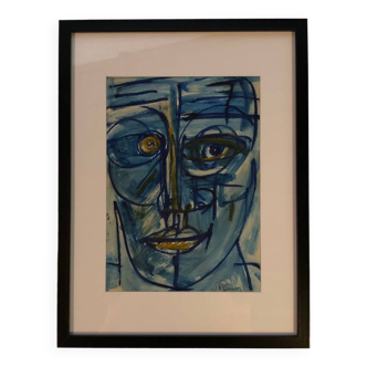 Cubist oil on paper signed Patrick Boudon circa 1970