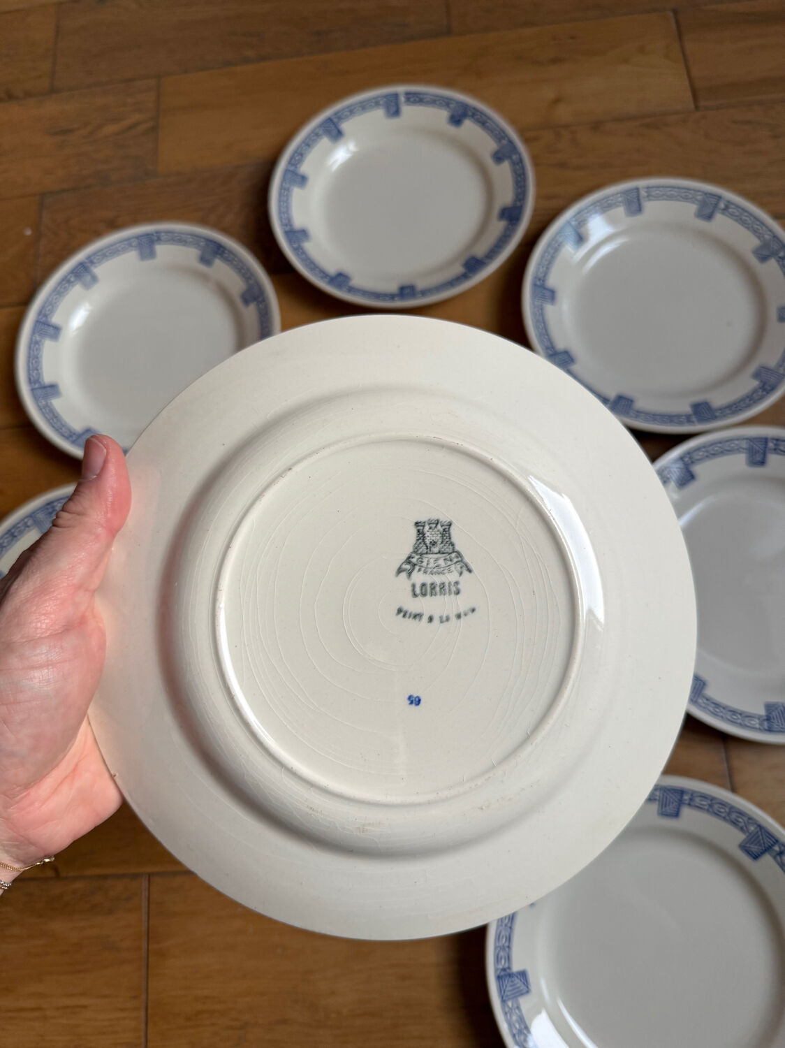 Set of 7 flat plates and 1 dish Lorris Gien