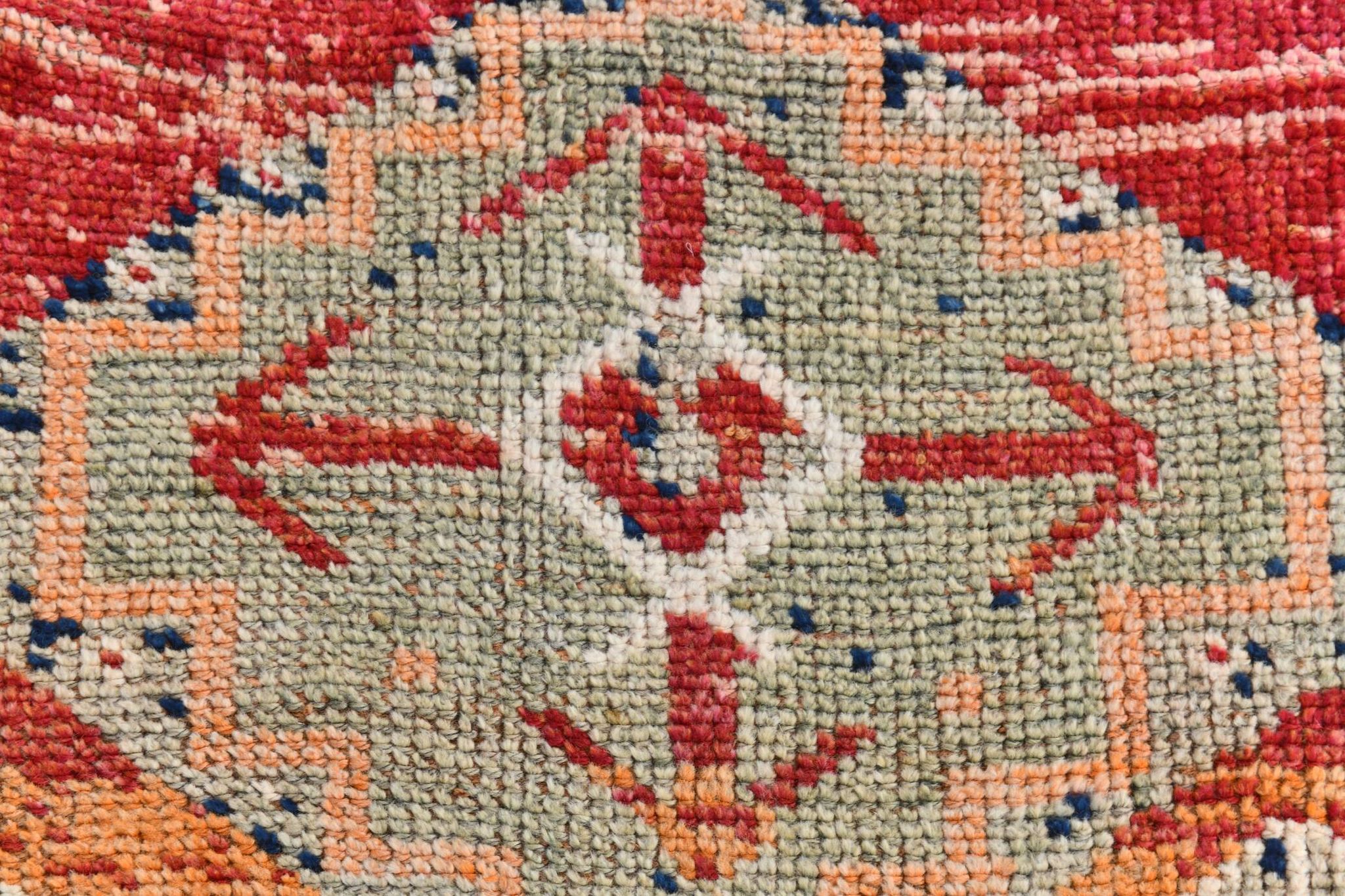 Red & Orange Geometric Pattern Vintage Runner Rug, 102x332Cm