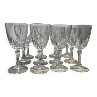 Set of 12 vintage Cristal d'Arques stemmed glasses Flamenco