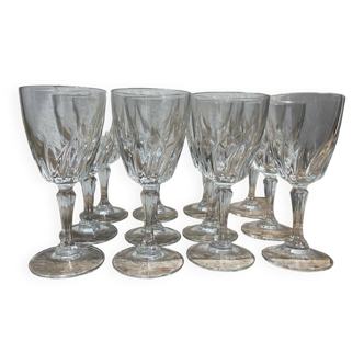 Lot de 12 verres à pieds Cristal d’Arques vintage Flamenco