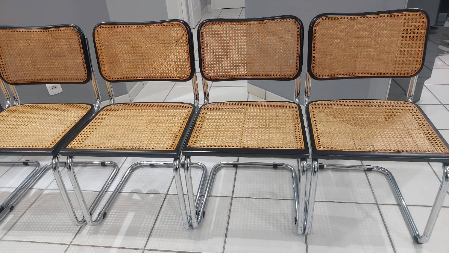 Suite de 6 chaises modèle Cesca B32 par Marcel Breuer vintage 1993