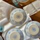 Set of 10 Sarreguemines “Balkan Blue” dessert plates / antique porcelain