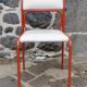 Tubular red metal chair, 70s