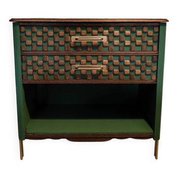 Vintage solid wood chest of drawers - unique handcrafted creation.