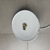 Vintage lampshade in green and white enamelled sheet metal with LED electricity