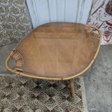 Table basse rotin et verre