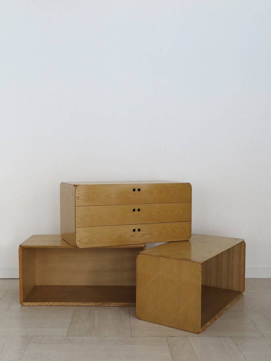 Italian Samara Series Modular Bookcase in Ash by Derk Jan De Vries for Maisa, 1970s