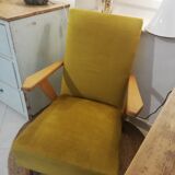 Armchair 50s velvet mustard
