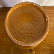 Antique strehla ceramic pitcher brown beige white interior vintage
