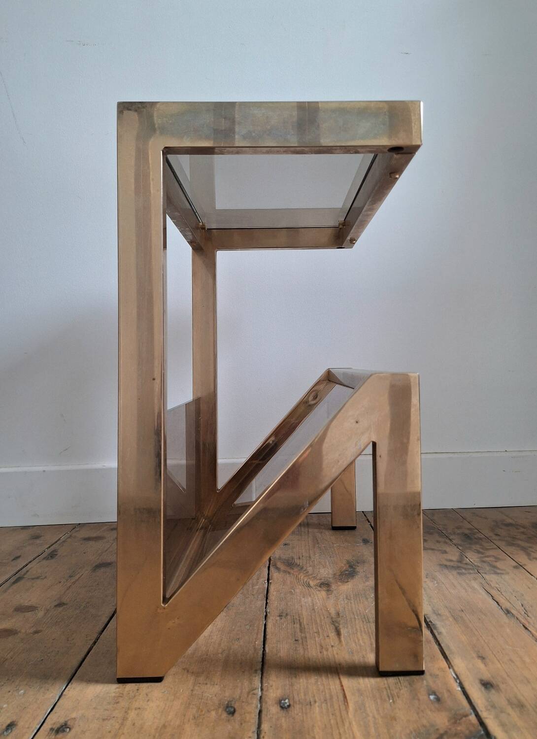 Table d’appoint vintage 23 ct, porte revues design Belgo Chrom