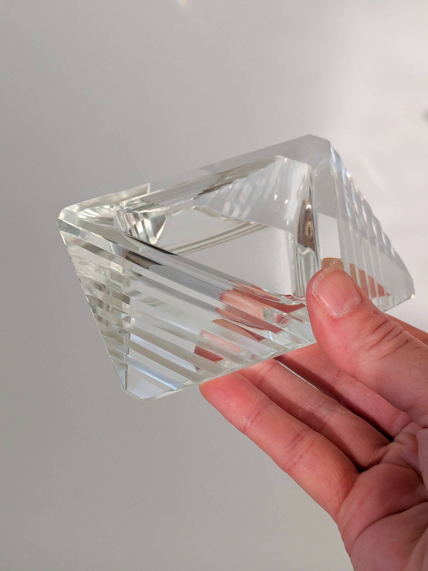 Ashtray pocket tray faceted glass Murano Midcentury style