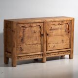 Haut buffet ancien en bois de pin (vers 1920)