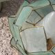 Pair of designer table lamps in turquoise blue green capiz mother-of-pearl from the 70s
