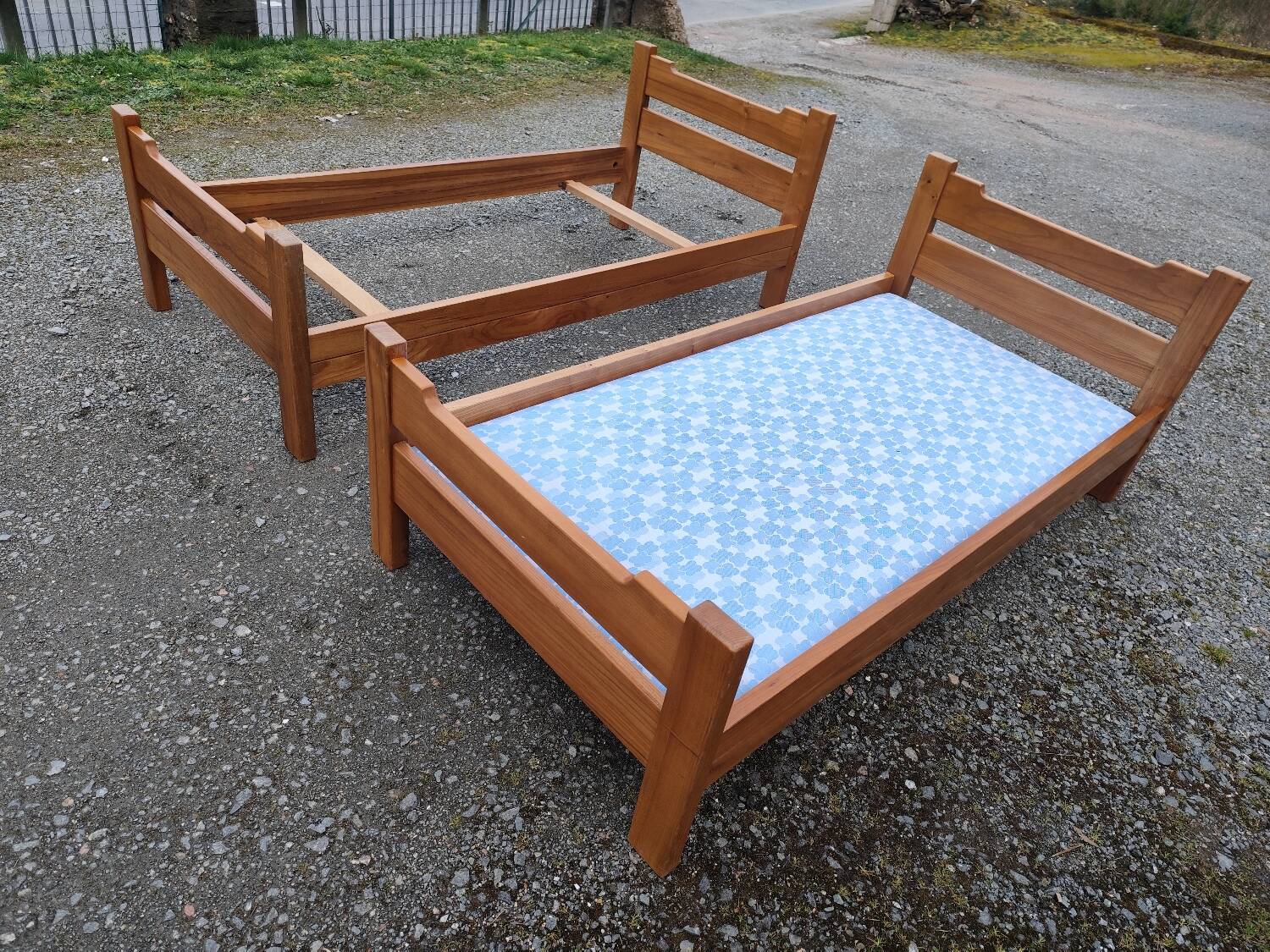 Pair of elm burl beds attributed to Maison Regain
