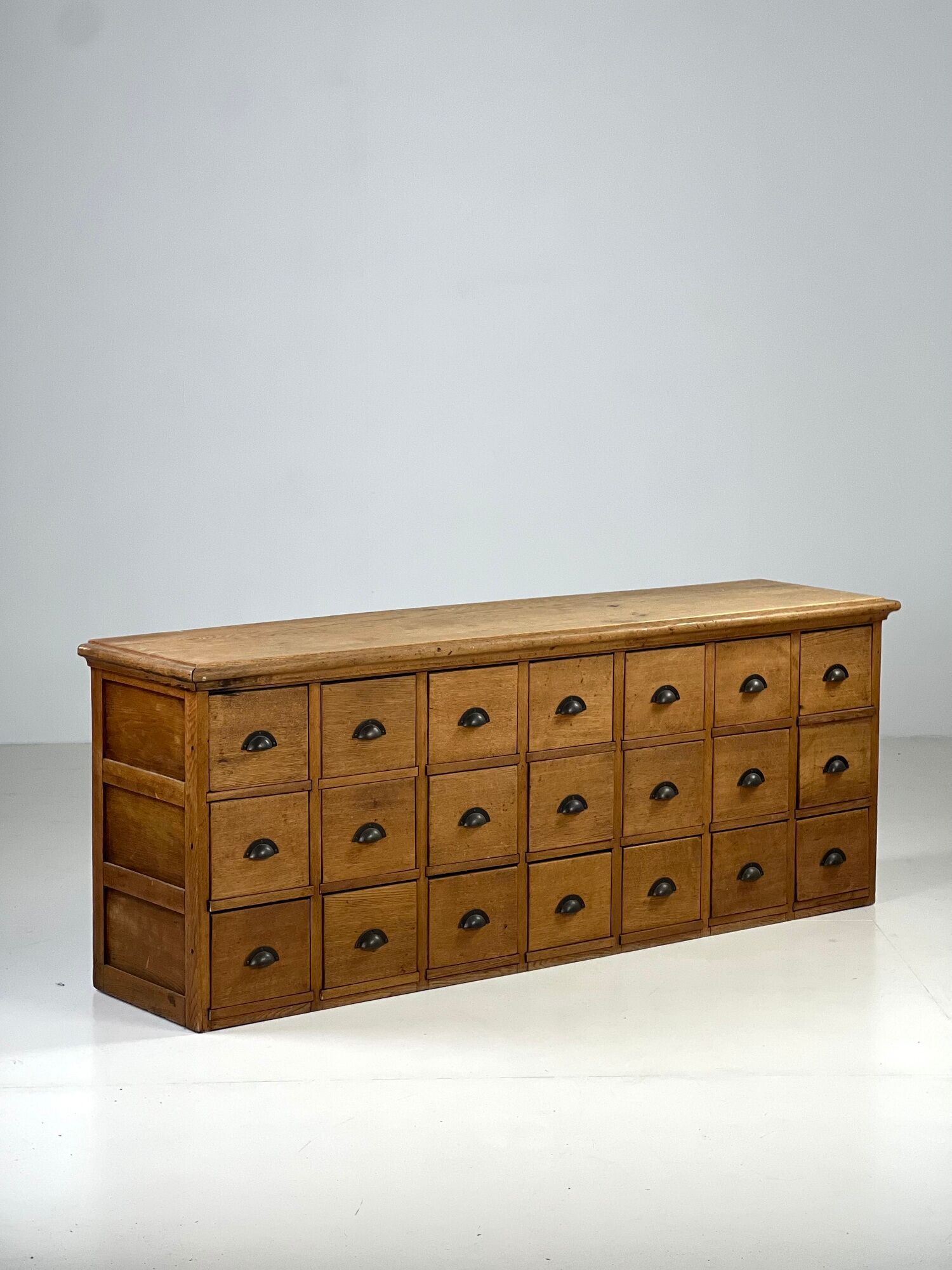 Pharmacy cabinet chest of drawers large oak antiques