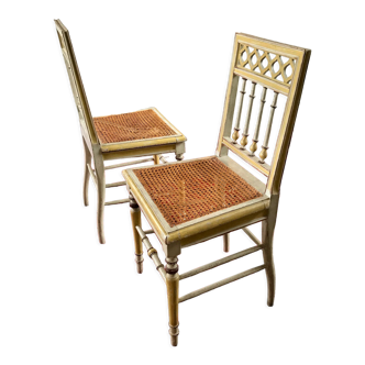 Pair of Louis XVI style tanned chairs