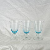 Set de 3 verre à vin des 70s à fumure bleue