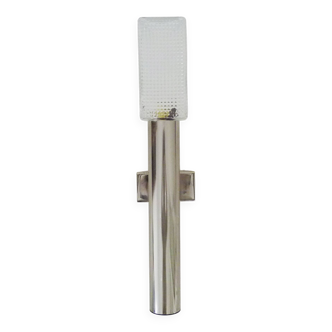 Large wall light in brushed metal. 70s