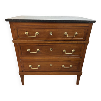 Antique Louis XVI Directoire small chest of drawers in blonde mahogany from the early 19th century.
