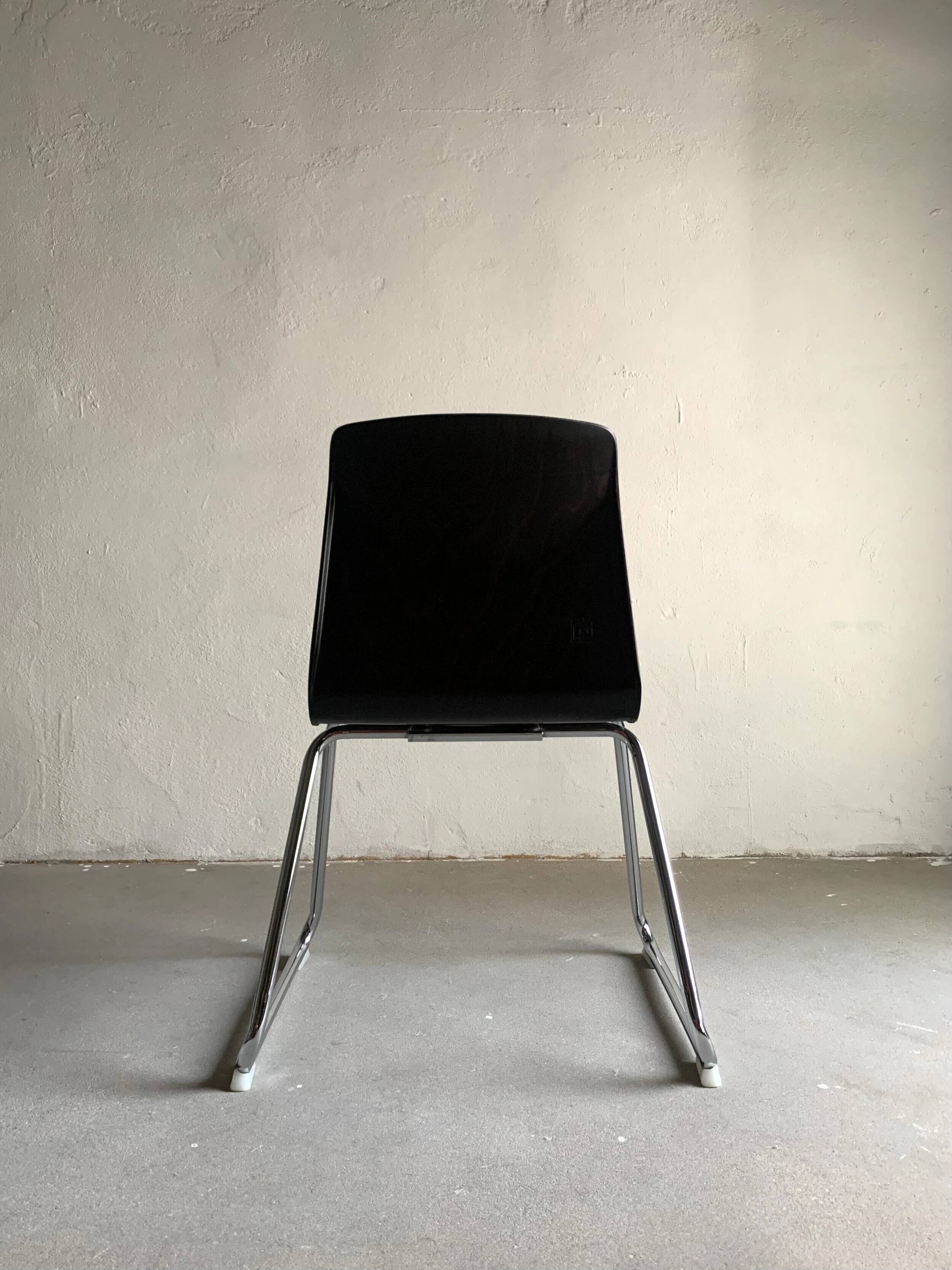7 chaises de salle à manger empilables en acier tubulaire Pagholtz | Allemagne de l'Ouest | Années 1960