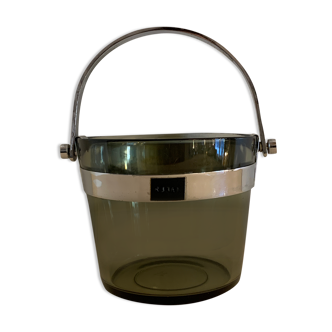 Smoked glass ice bucket Fuga Scandinavian design by Sven Palmquist, model Ruban, Orrefors, 1950