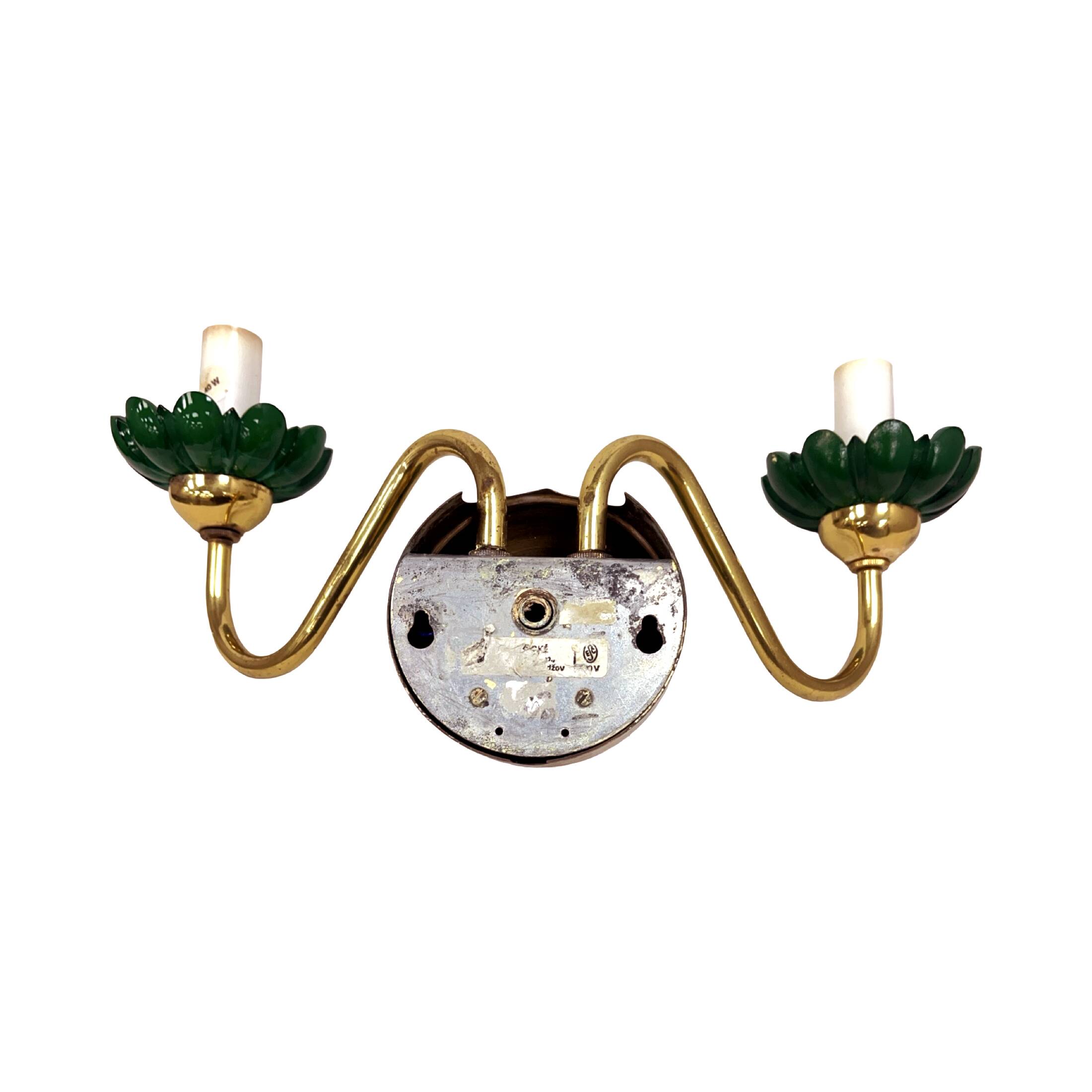 Preciosa double wall lamp | czechoslovakia 1980s | malachite glass | brass