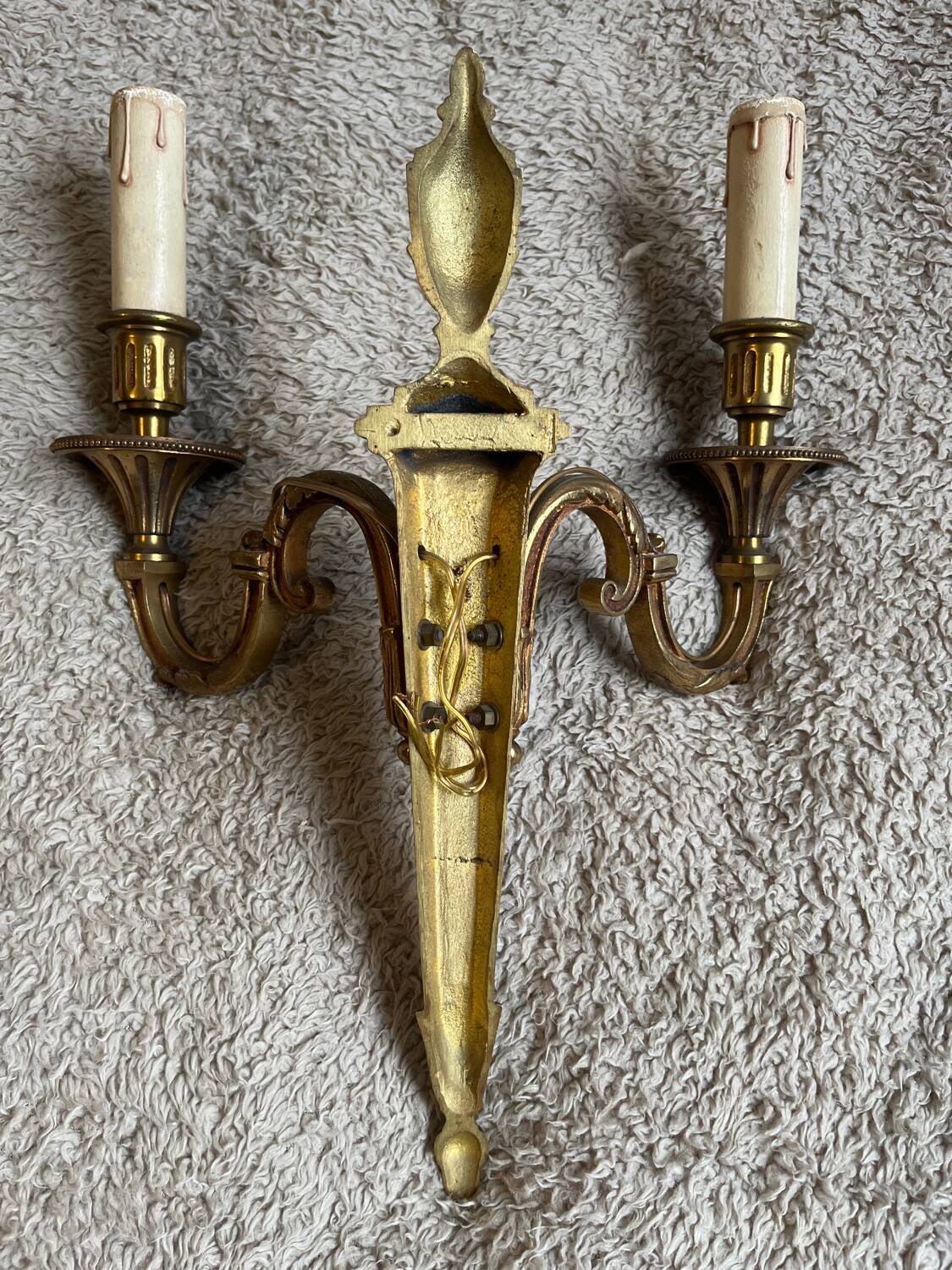 Pair of Empire style bronze wall lights