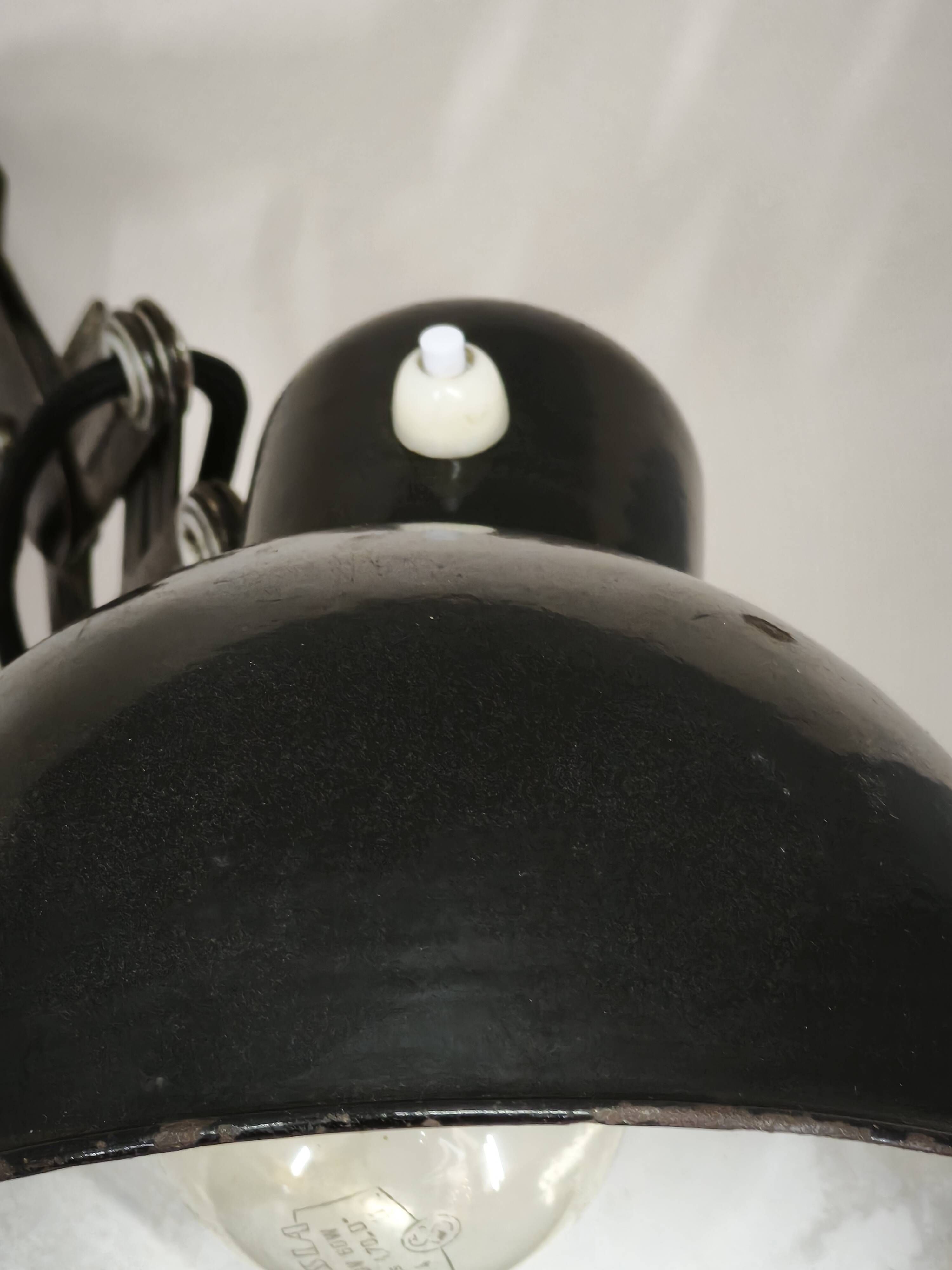 1930s Bauhaus Industrial Scissor Arm Wall Lamp, Black Enamel, Czechoslovakia