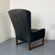 Fauteuil vintage à dossier à oreilles en cuir noir par Rudolf Glatzel pour Kill, 1960