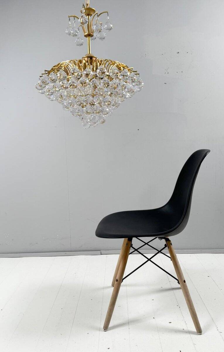 Hollywood Regency chandelier with crystal glass shades by Ernst Palme, Germany, 1960s