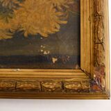 Old painting Cat & flowers