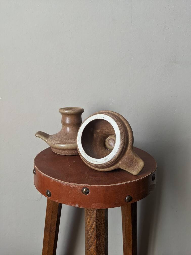 Pair of slow handcrafted stoneware candlesticks, bohemian country decor