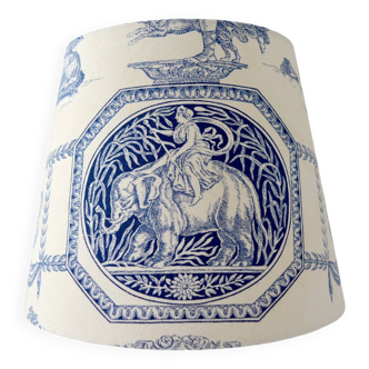 Abat-jour en toile de Jouy bleue