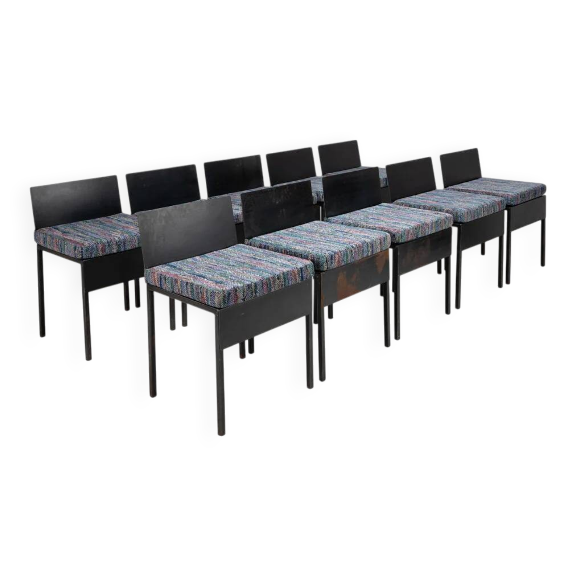 Postmodern steel dining chairs, Italy, c.1980 (1 of 10)