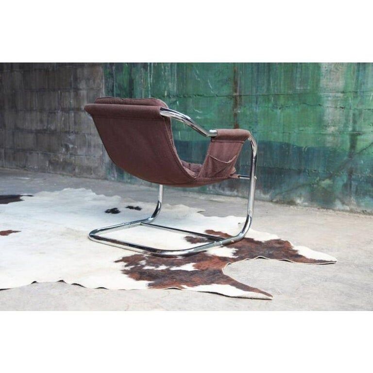 Chaise longue d'appoint chromée postmoderne
