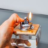 Lucite & rattan lighter, Christian Dior style, 1970s