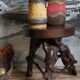 Tripod stool Art-popular vines, solid wood top