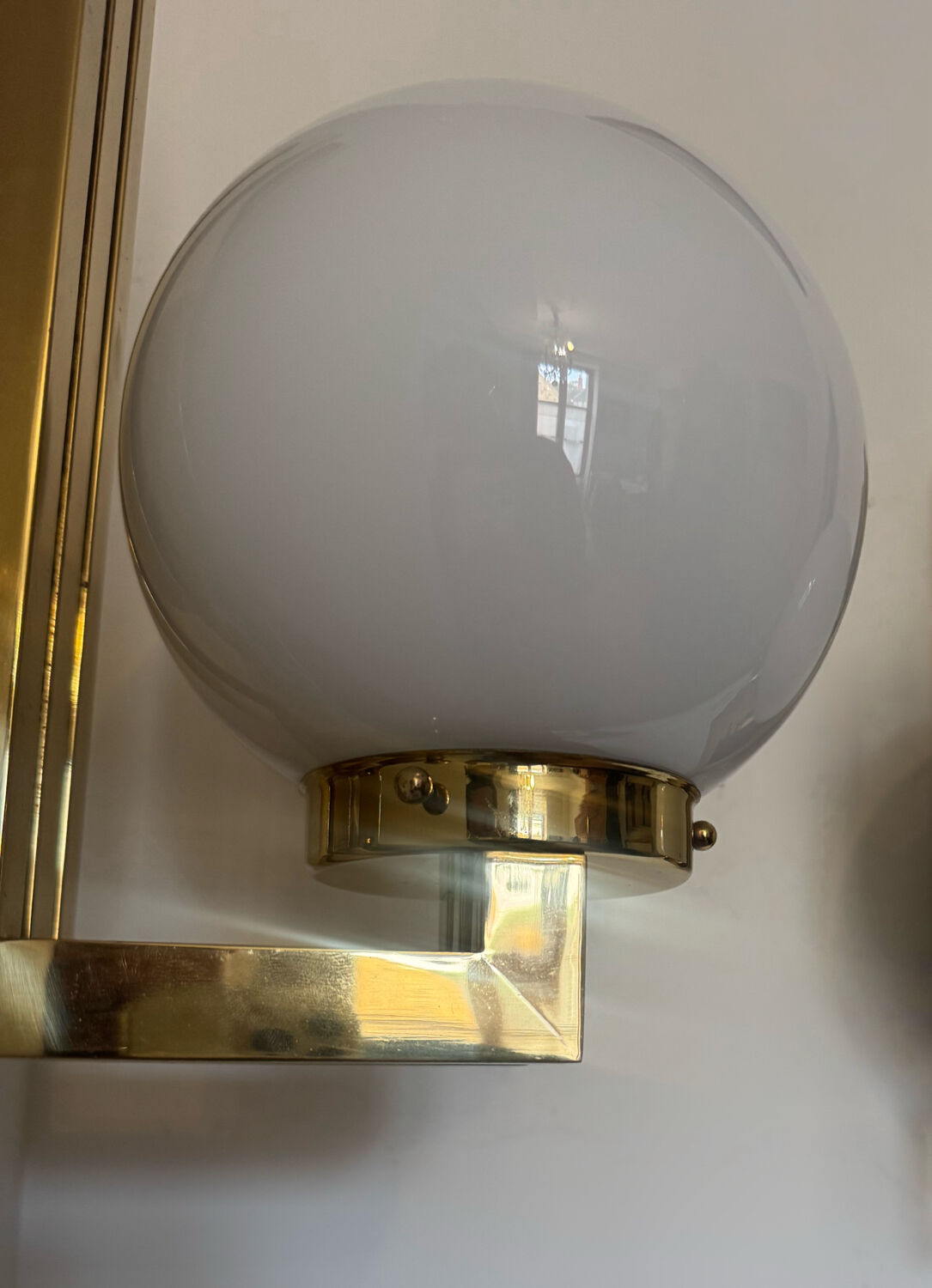 Opaline brass wall lights from the 1970s.