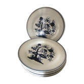 6 assiettes plates à dessert porcelaine anglaise bleu