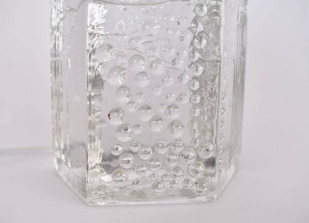 Mid-century solid crystal structured table lamp by Willem Heesen for Royal Leerdam