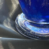 Cobalt blue glass vase, signed, glass art piece.