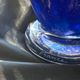 Cobalt blue glass vase, signed, glass art piece.