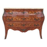Louis XV curved chest of drawers in rosewood marquetry