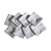 Serviettes de table en coton ancien brodé et ajouré X8 French old embrodery