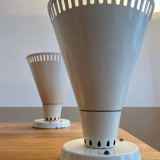 Suite of 3 wall lamps, vintage, white lacquered metal, lita 1970 france